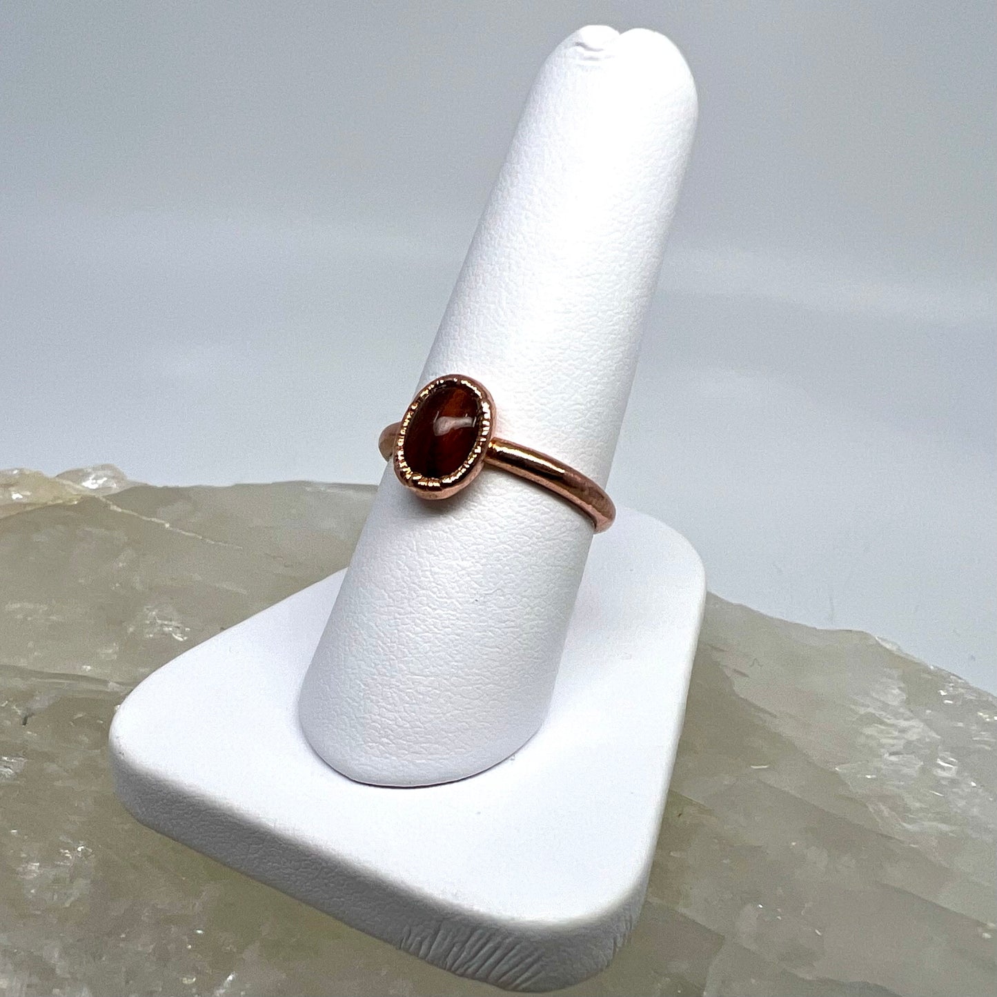 Size 7.25 Red Tiger’s Eye Ring - Copper Electroformed