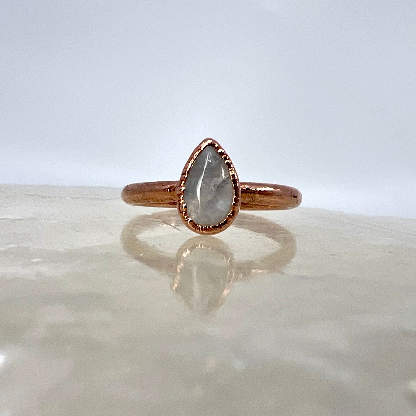 Size 7.25 Moonstone Ring - Copper Electroformed