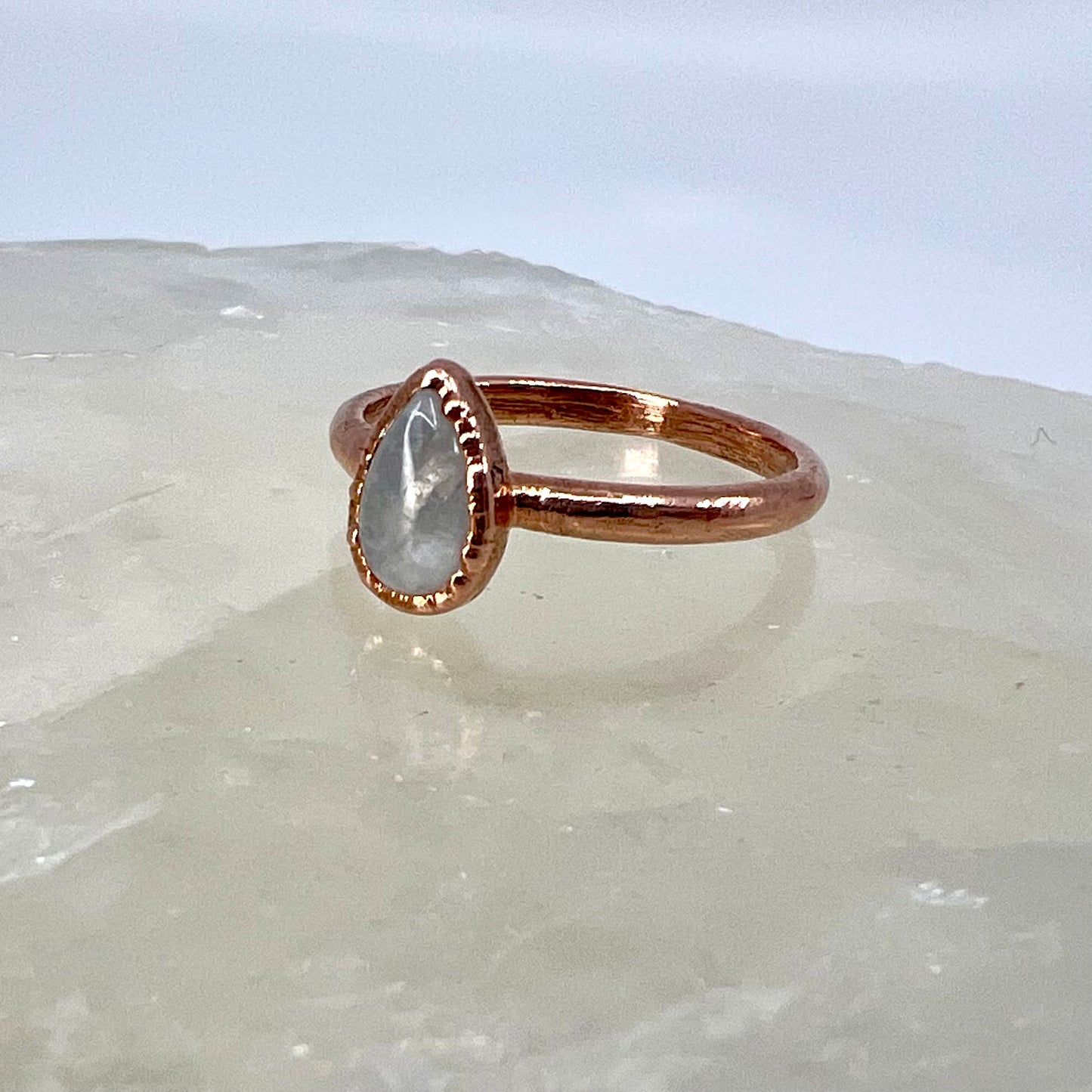 Size 7.25 Moonstone Ring - Copper Electroformed