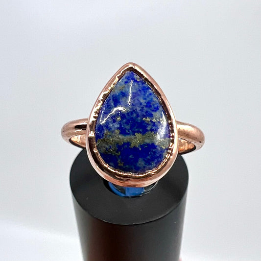 Size 7.25 Lapis Lazuli Ring - Copper Electroformed