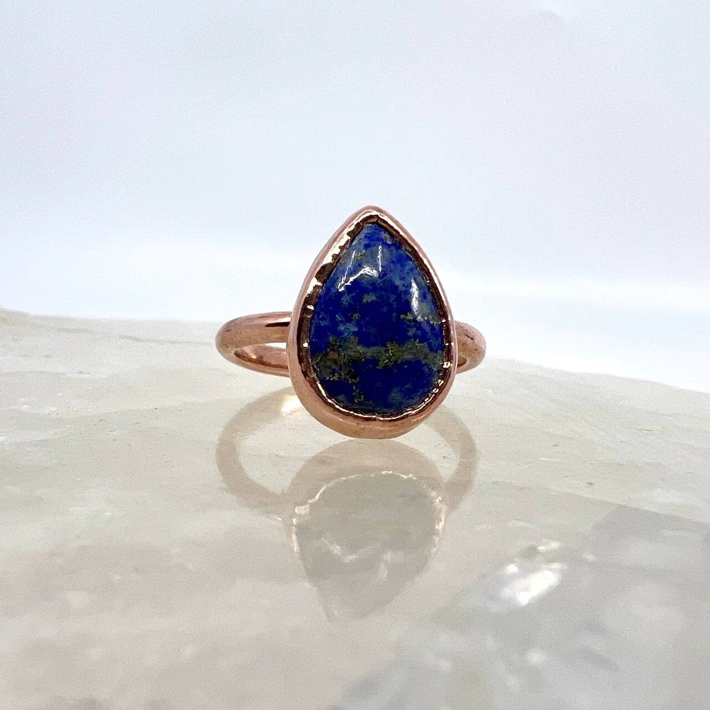 Size 7.25 Lapis Lazuli Ring - Copper Electroformed