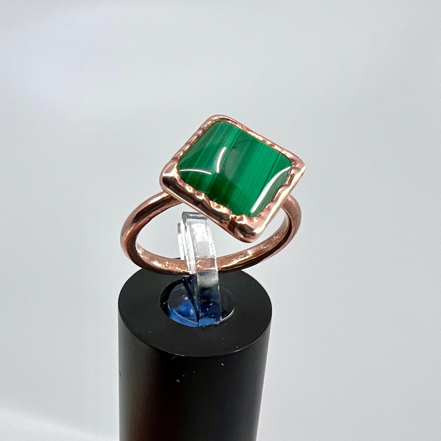 Size 7.5 Malachite Ring - Copper Electroformed