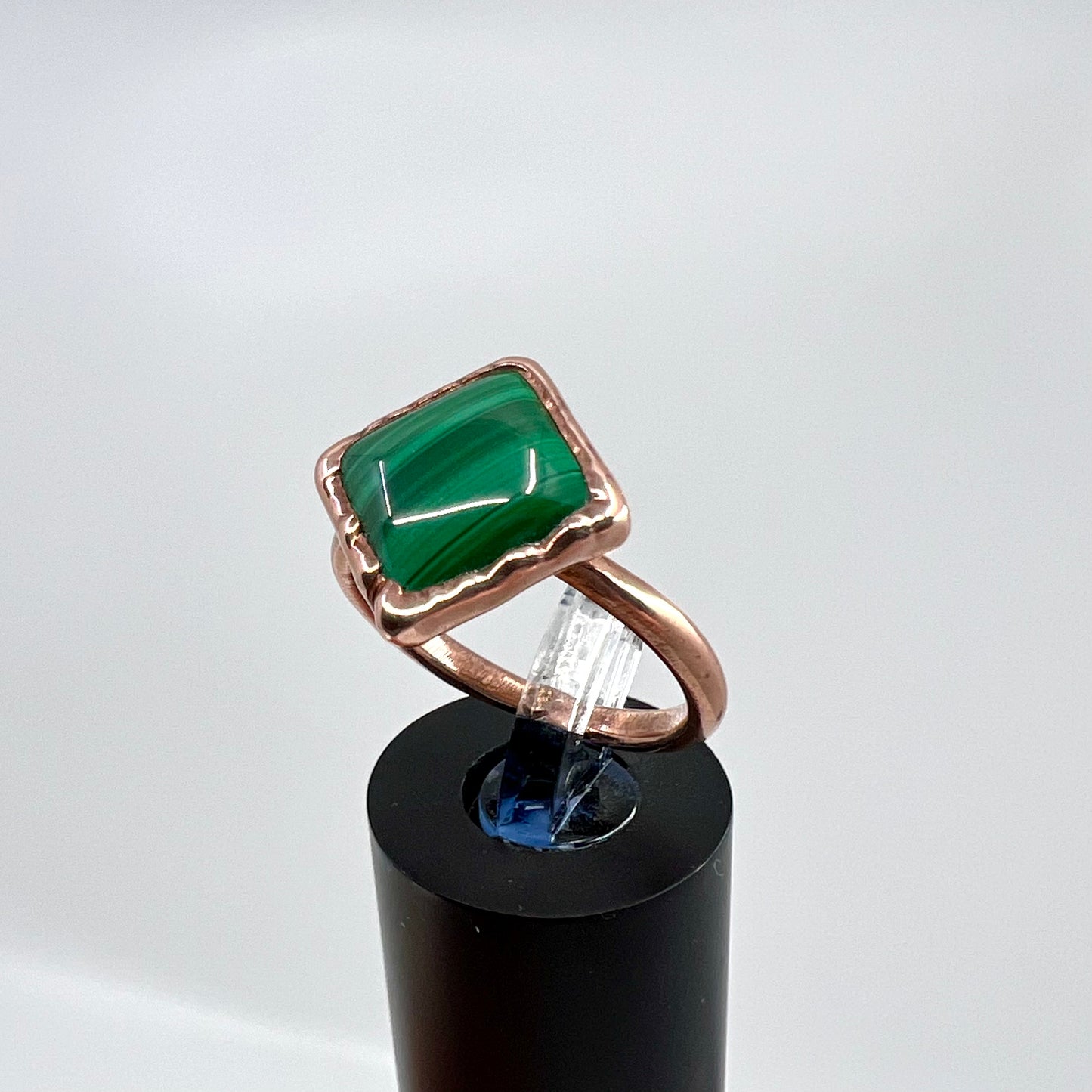 Size 7.5 Malachite Ring - Copper Electroformed