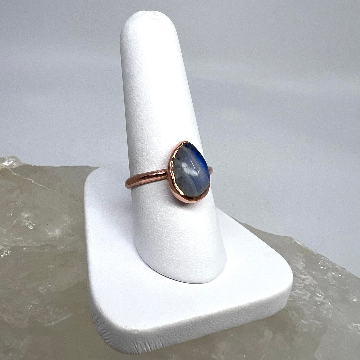 Size 7.5 Moonstone Ring - Copper Electroformed