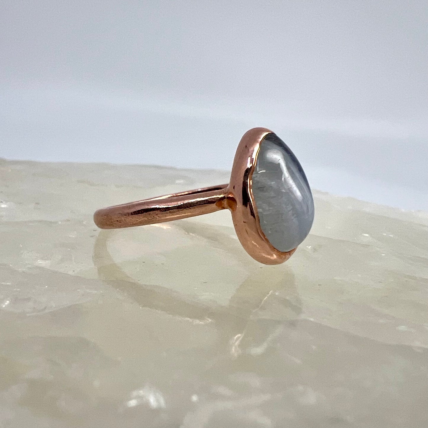 Size 7.5 Moonstone Ring - Copper Electroformed