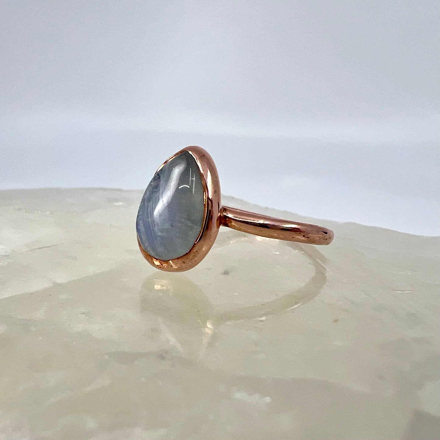 Size 7.5 Moonstone Ring - Copper Electroformed