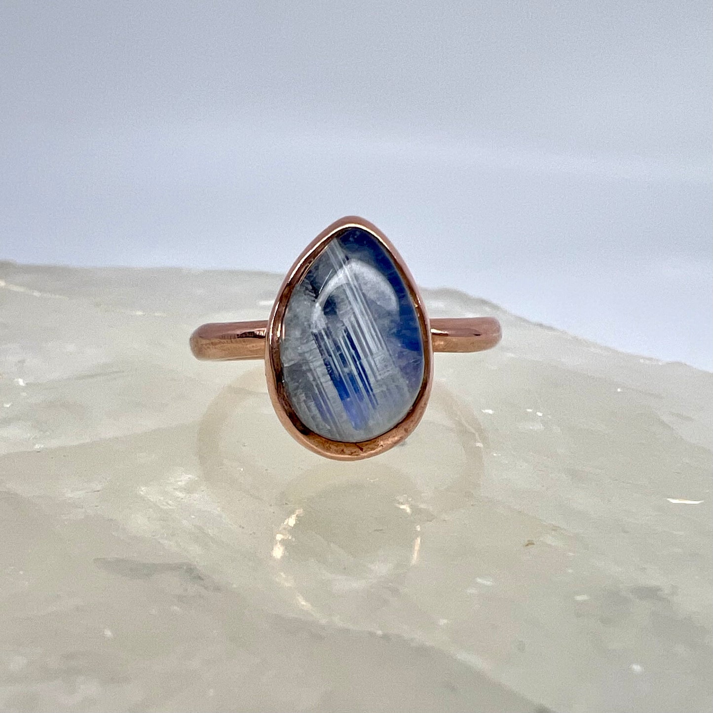 Size 7.5 Moonstone Ring - Copper Electroformed