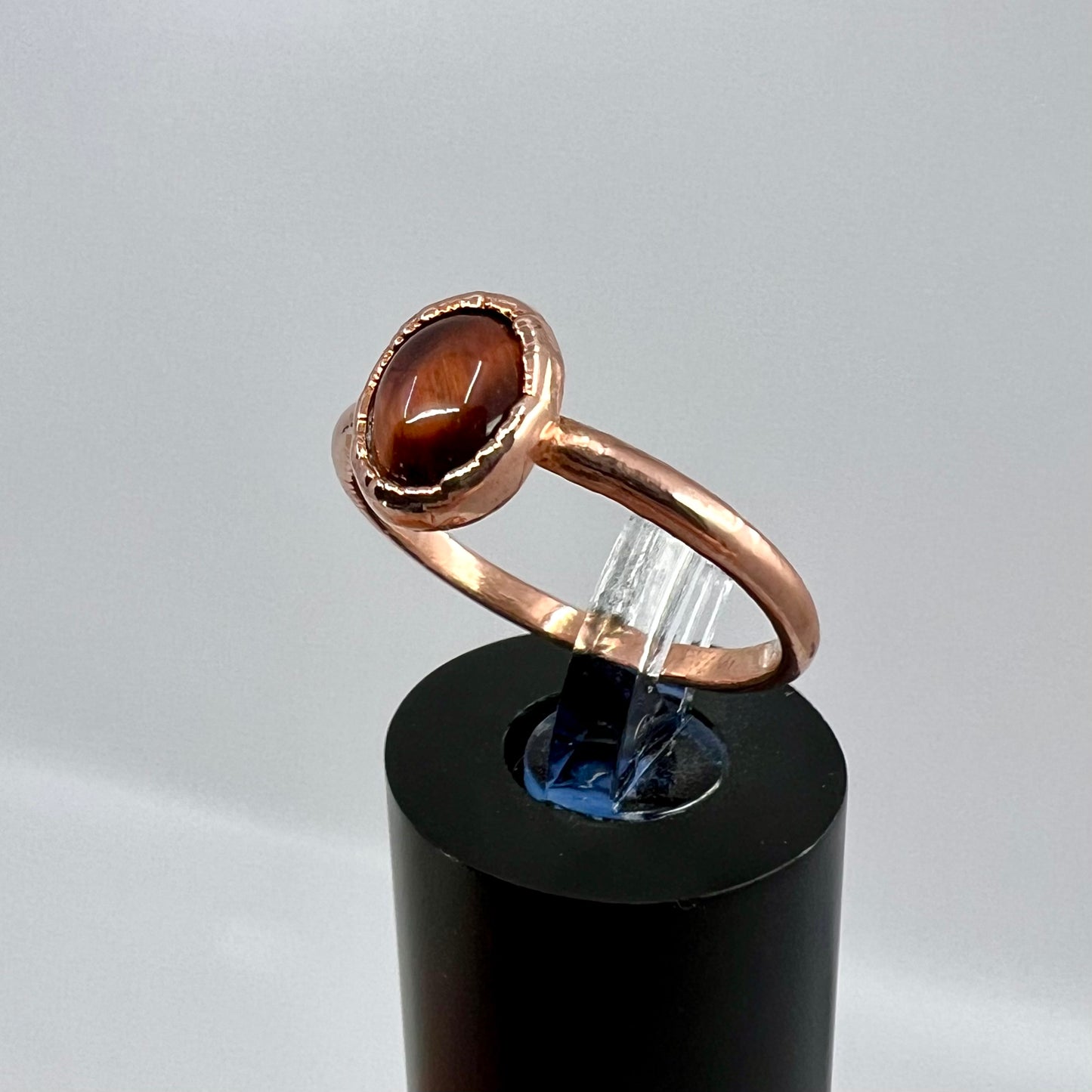 Size 7.75 Red Tiger’s Eye Ring - Copper Electroformed