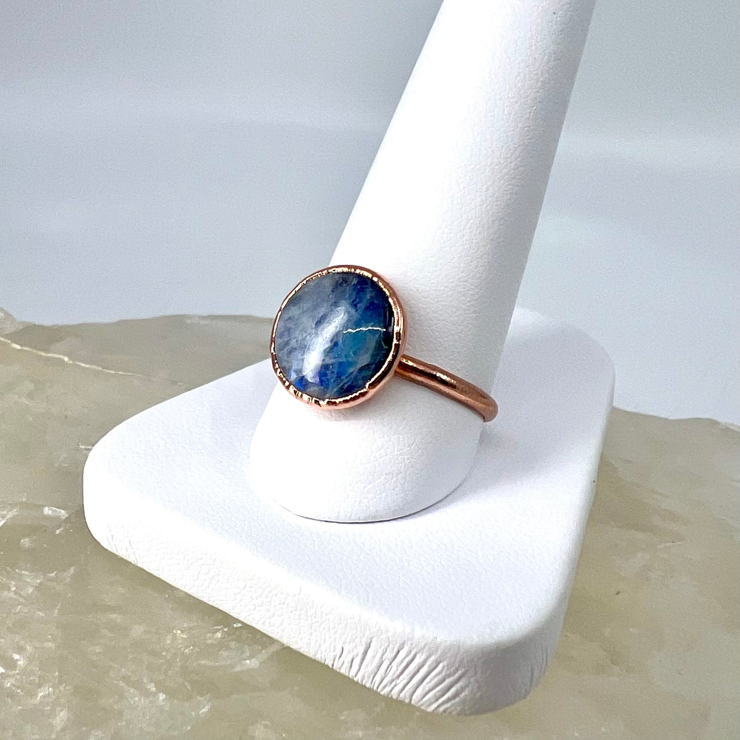 Size 9 Moonstone Ring - Copper Electroformed