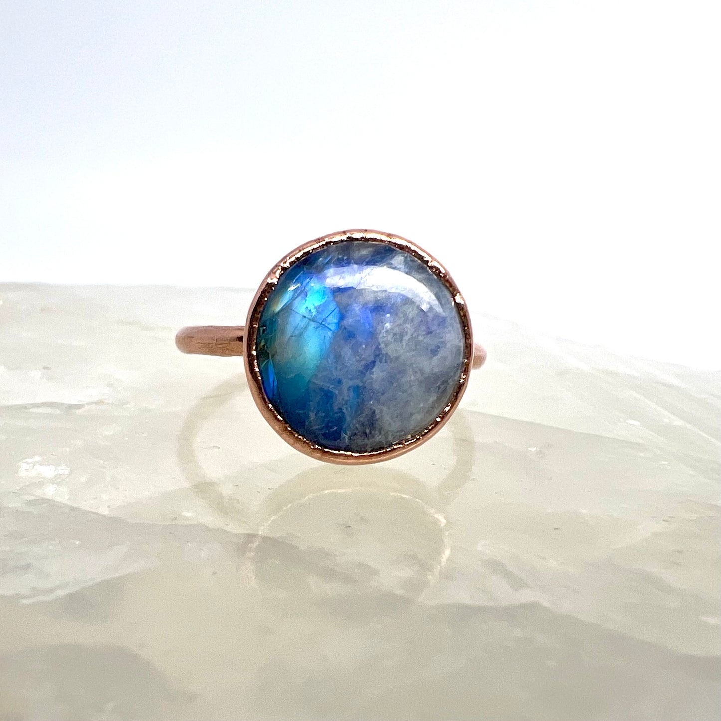 Size 9 Moonstone Ring - Copper Electroformed