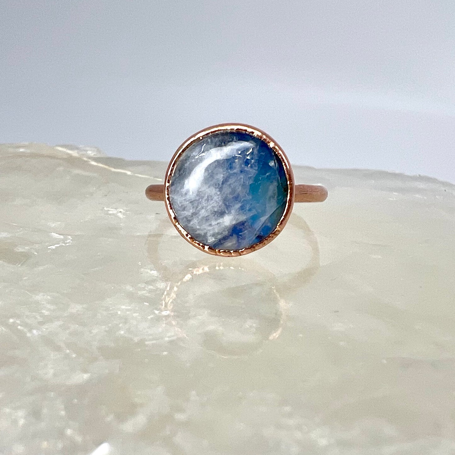 Size 9 Moonstone Ring - Copper Electroformed