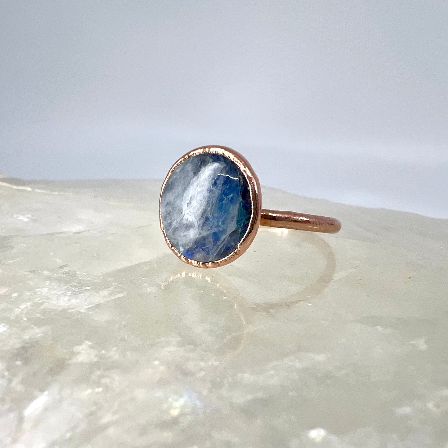 Size 9 Moonstone Ring - Copper Electroformed