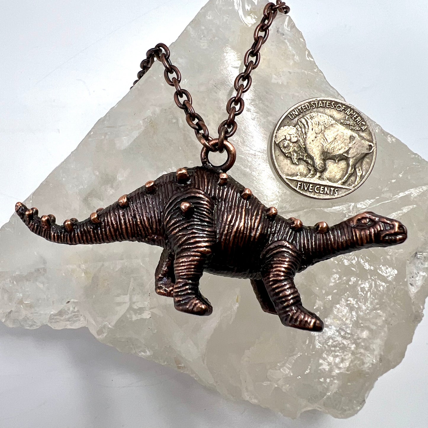 Dinosaur Necklace -- Copper Electroformed