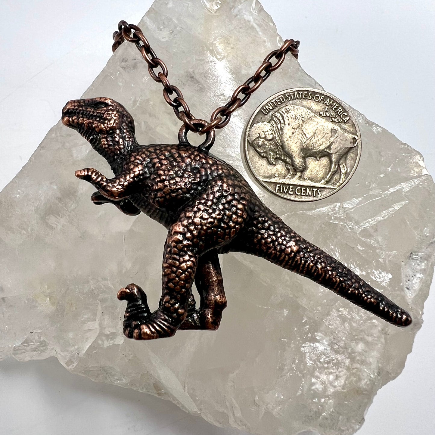 Dinosaur Necklace -- Copper Electroformed