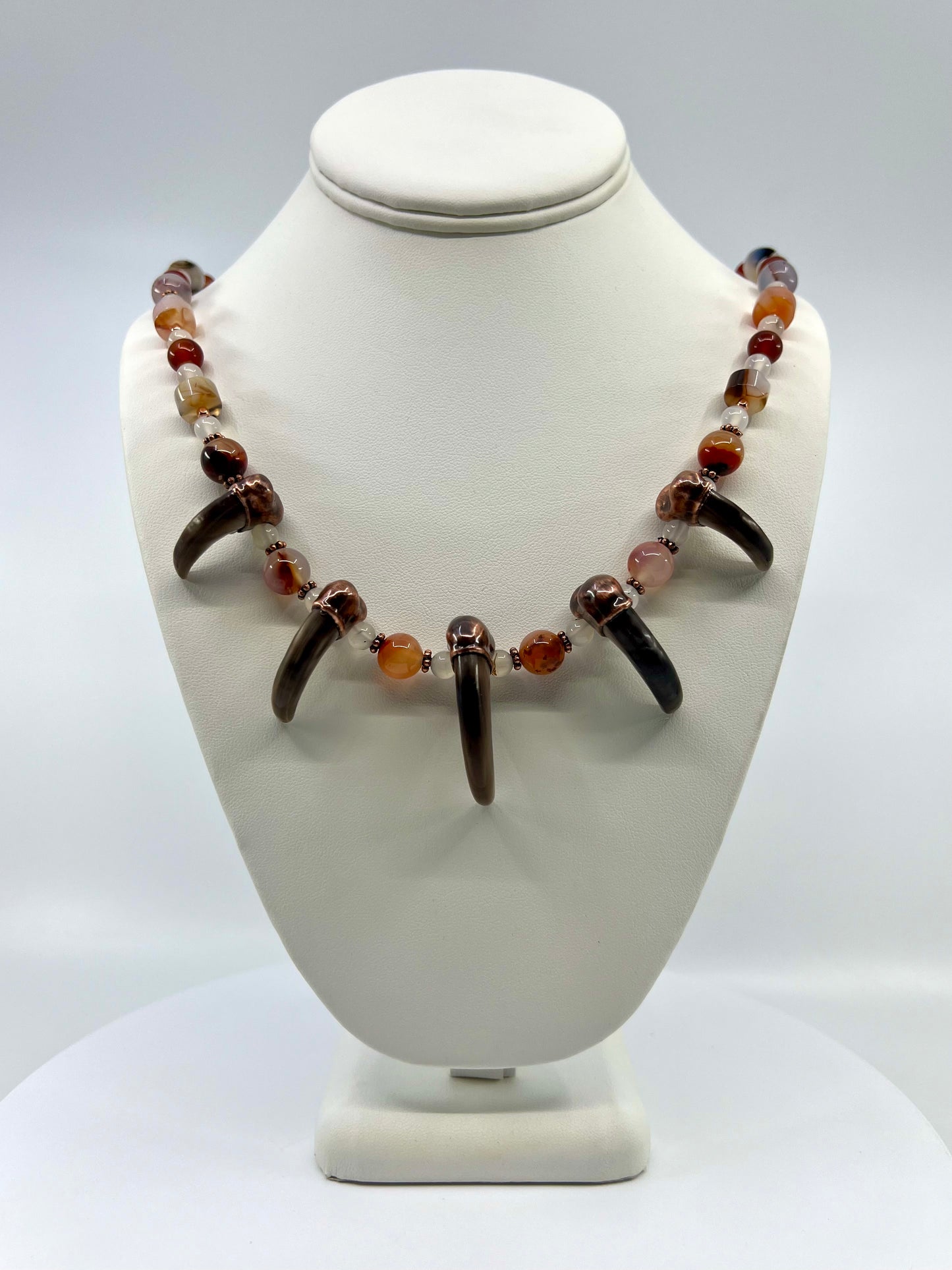 5 Bear Claw Beaded Necklace - Copper Electroformed