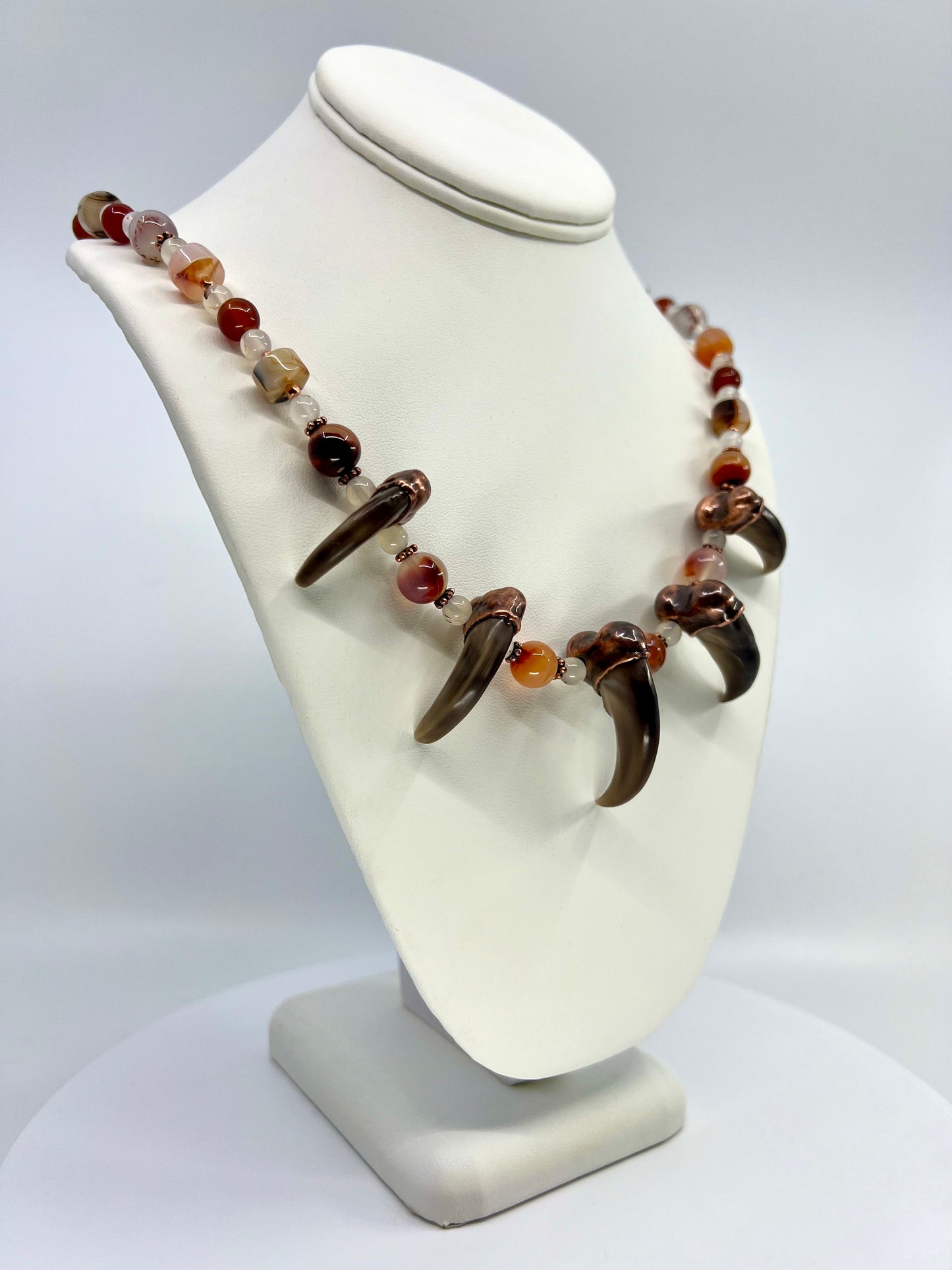 5 Bear Claw Beaded Necklace - Copper Electroformed