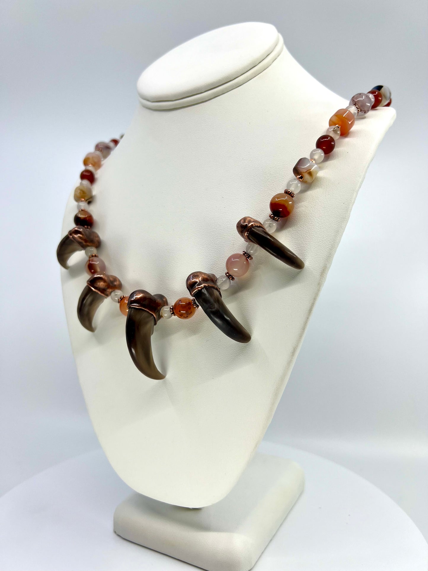 5 Bear Claw Beaded Necklace - Copper Electroformed