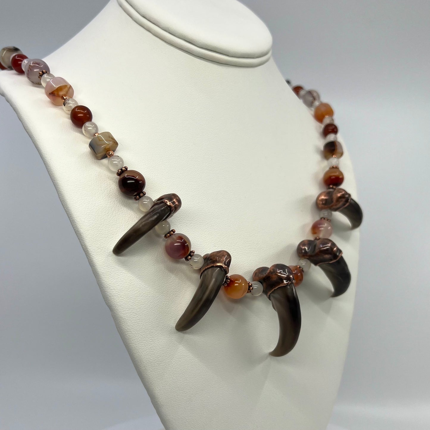 5 Bear Claw Beaded Necklace - Copper Electroformed