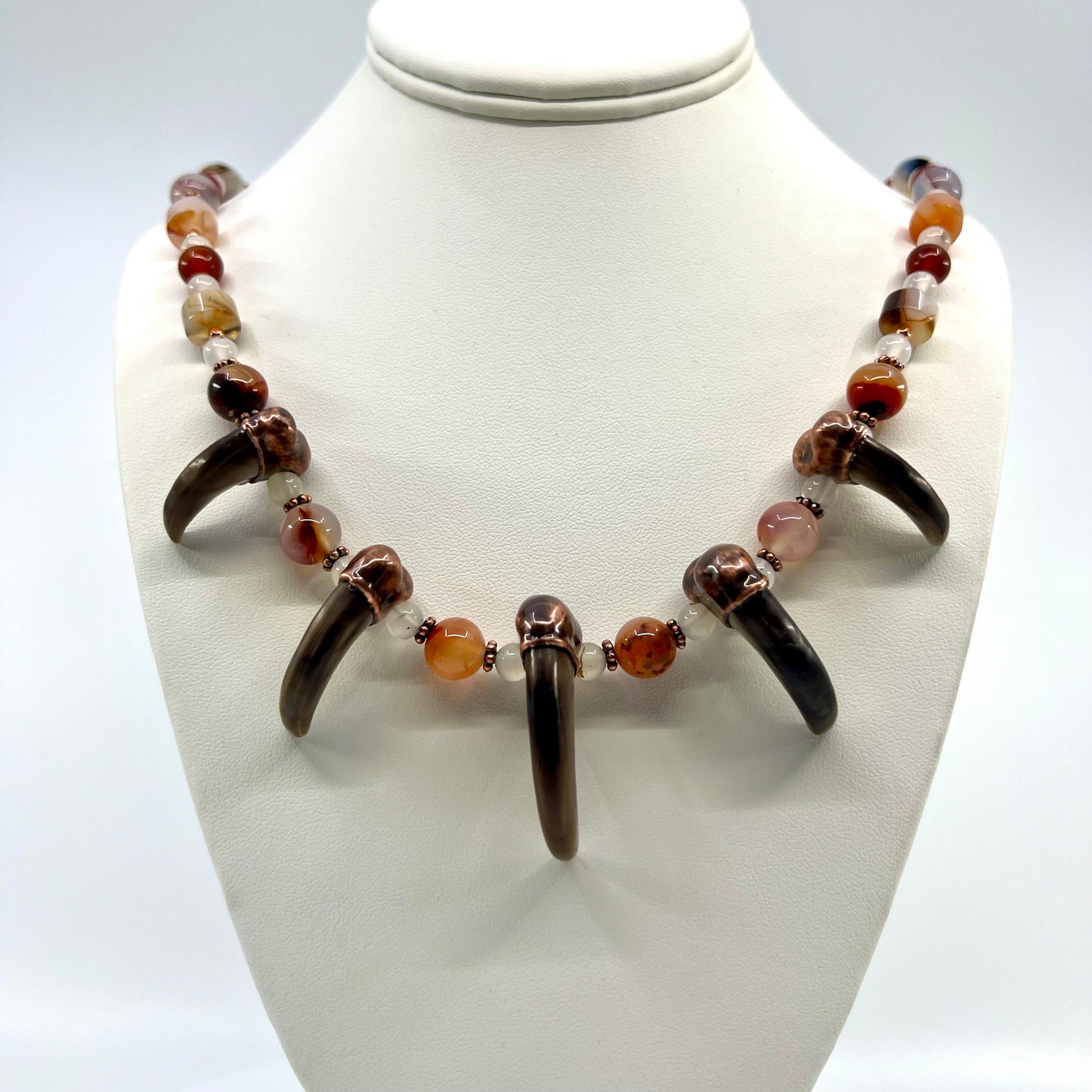 5 Bear Claw Beaded Necklace - Copper Electroformed