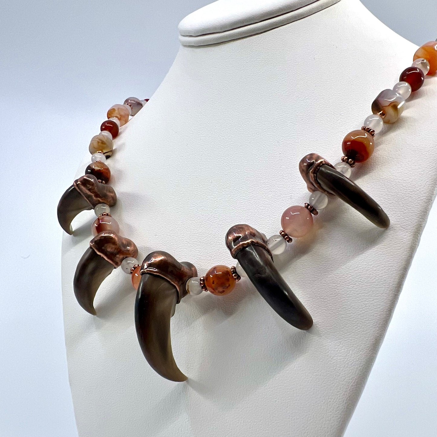 5 Bear Claw Beaded Necklace - Copper Electroformed