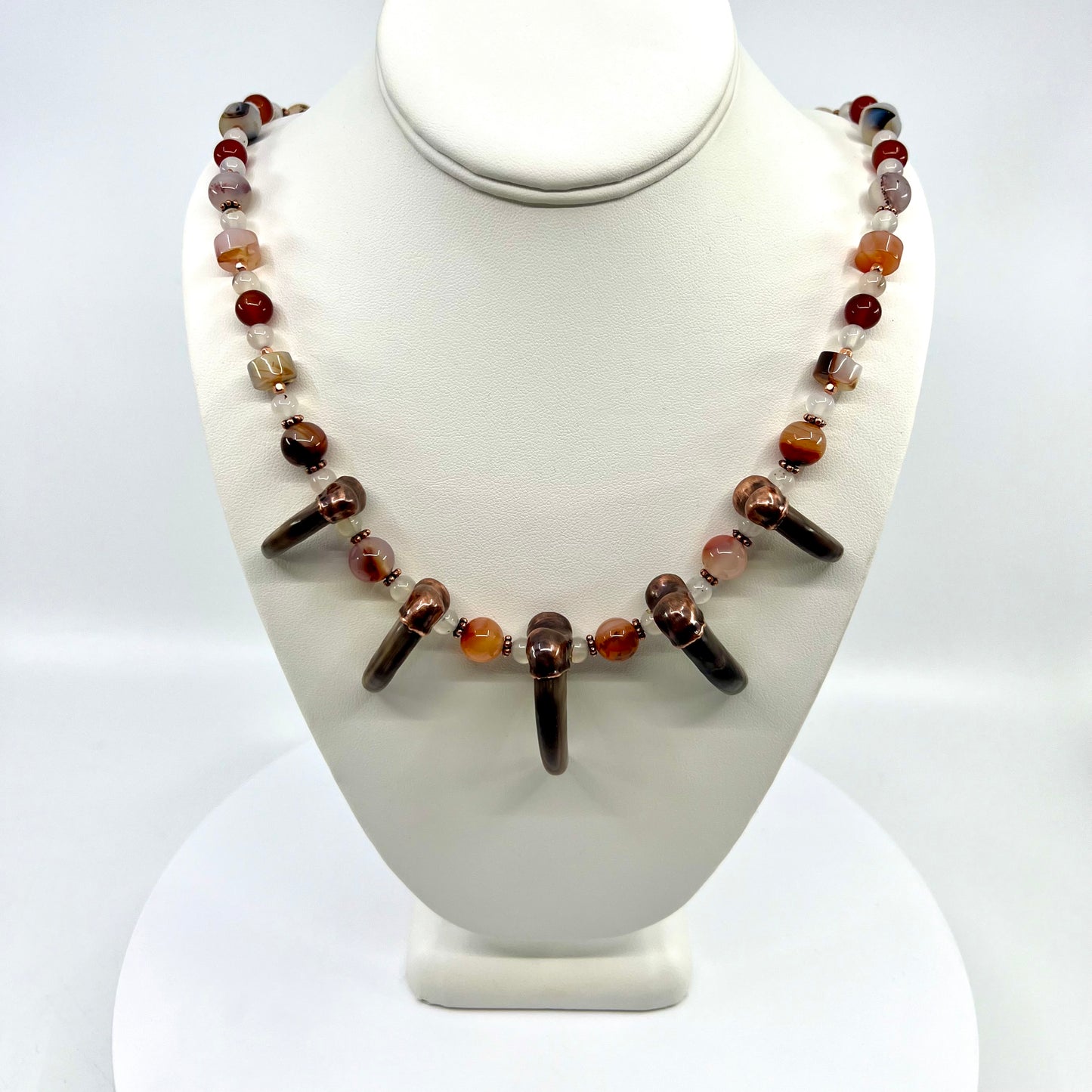 5 Bear Claw Beaded Necklace - Copper Electroformed