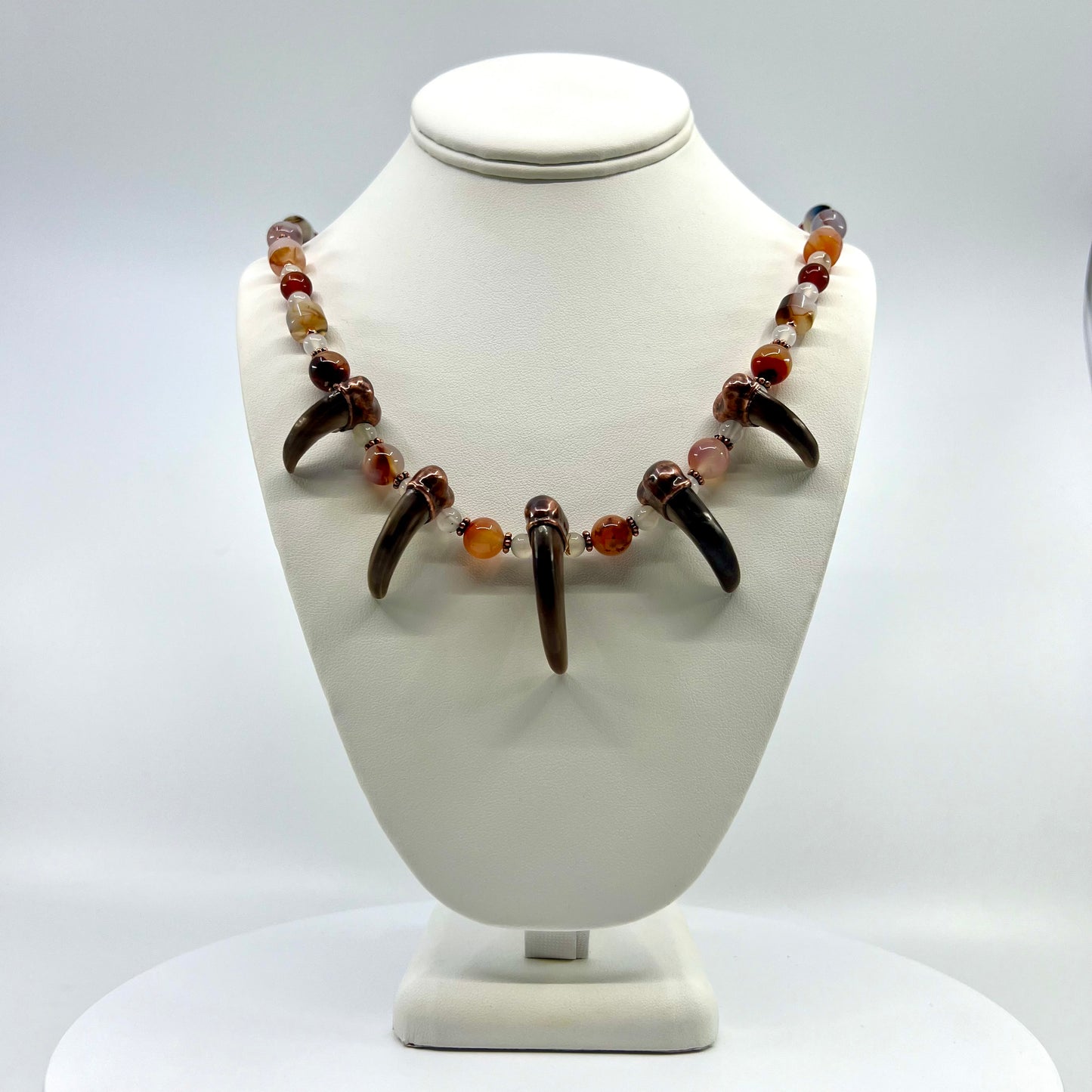 5 Bear Claw Beaded Necklace - Copper Electroformed