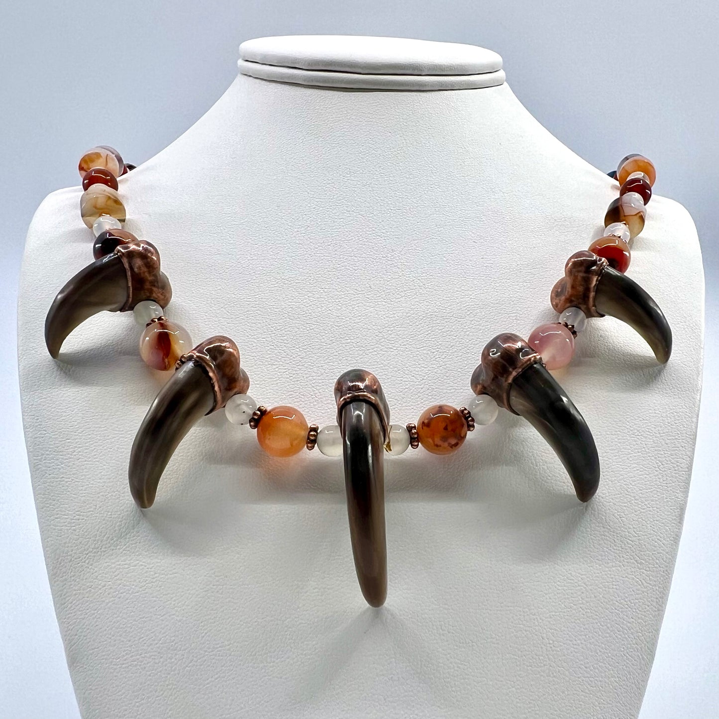 5 Bear Claw Beaded Necklace - Copper Electroformed