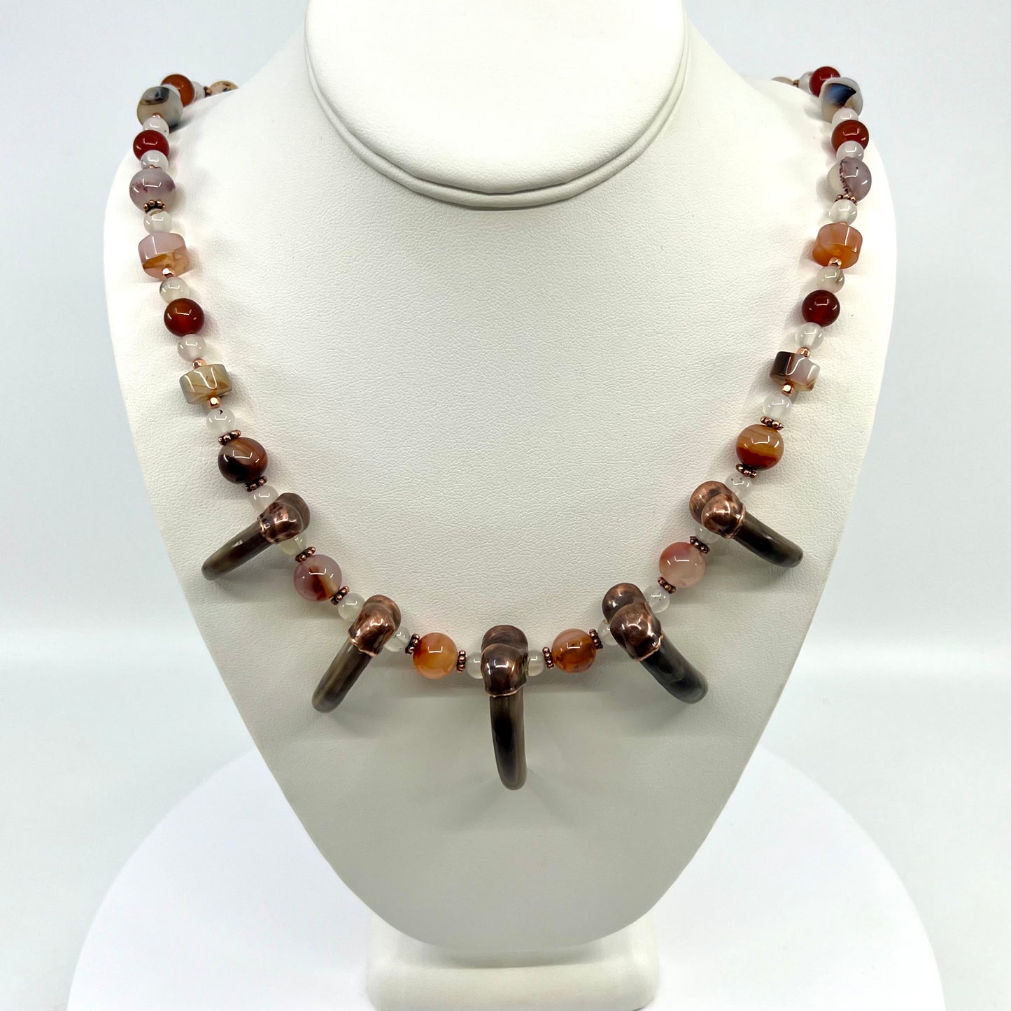 5 Bear Claw Beaded Necklace - Copper Electroformed