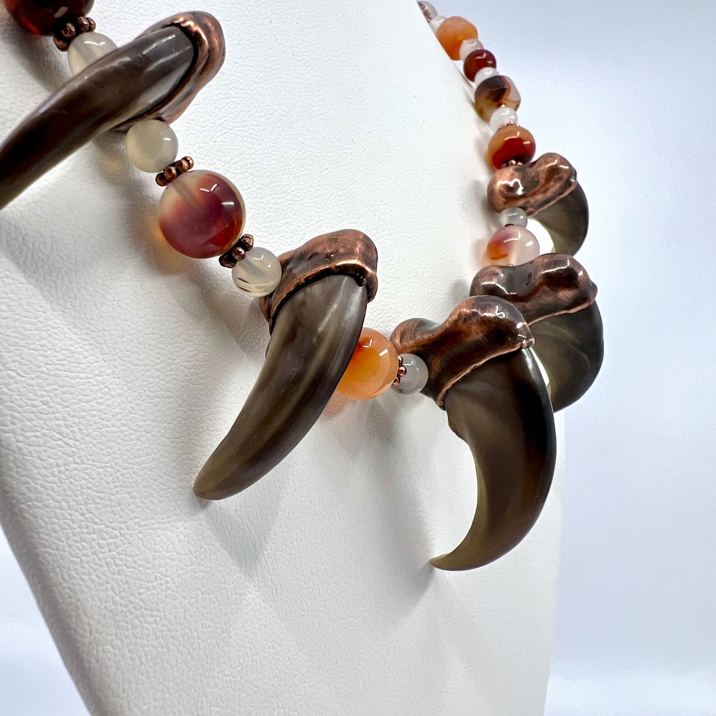 5 Bear Claw Beaded Necklace - Copper Electroformed