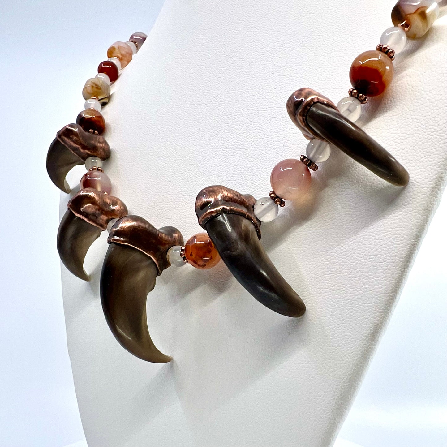 5 Bear Claw Beaded Necklace - Copper Electroformed