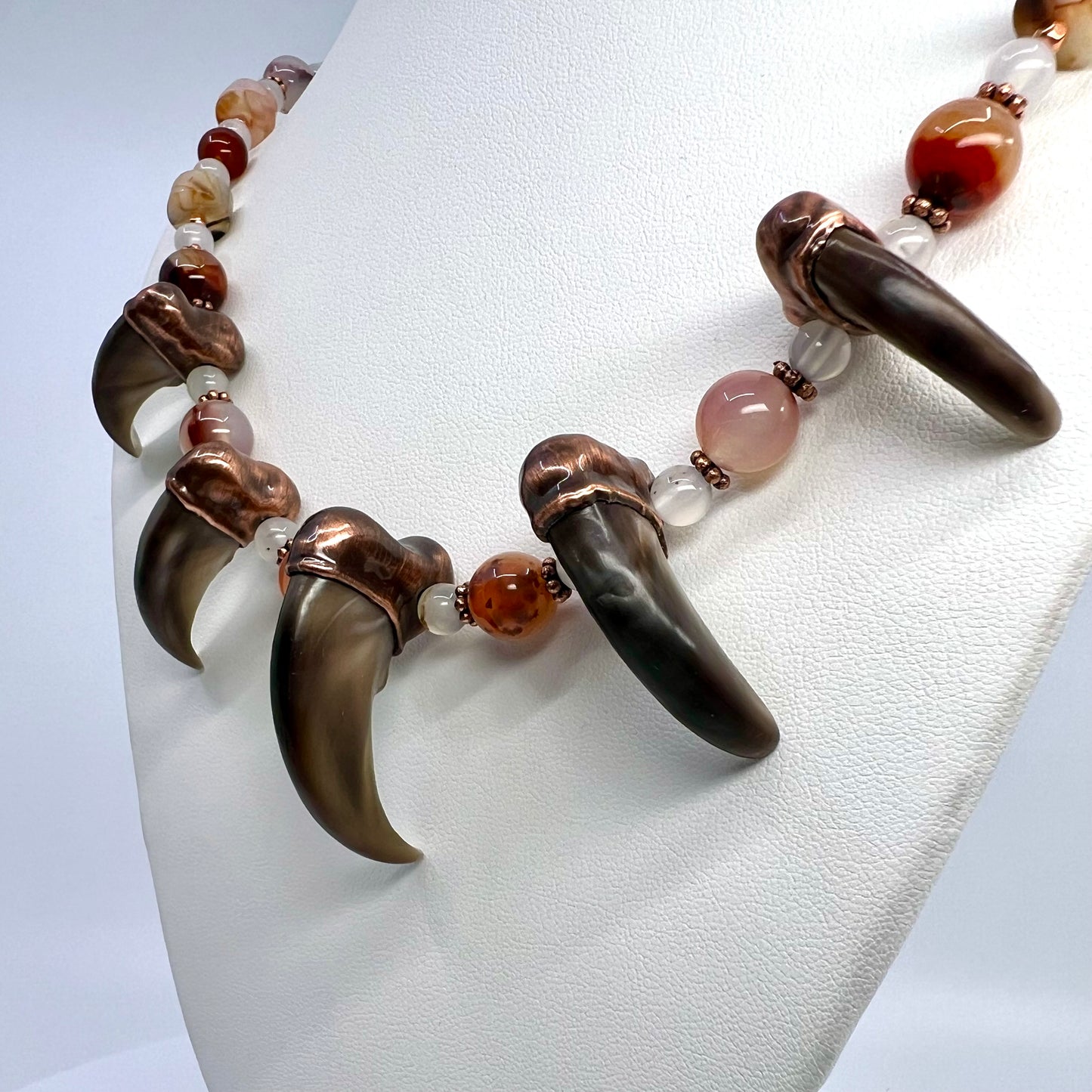 5 Bear Claw Beaded Necklace - Copper Electroformed