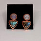 Labradorite and Moonstone Stud Earrings - Copper Electroformed