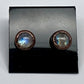 Moonstone Stud Earrings, Antique Finish - Copper Electroformed