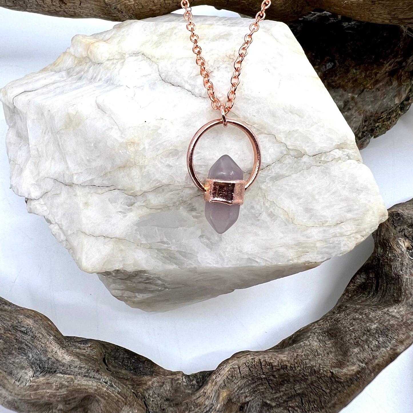 Mini Double Terminated Fluorite Necklace - Copper Electroformed