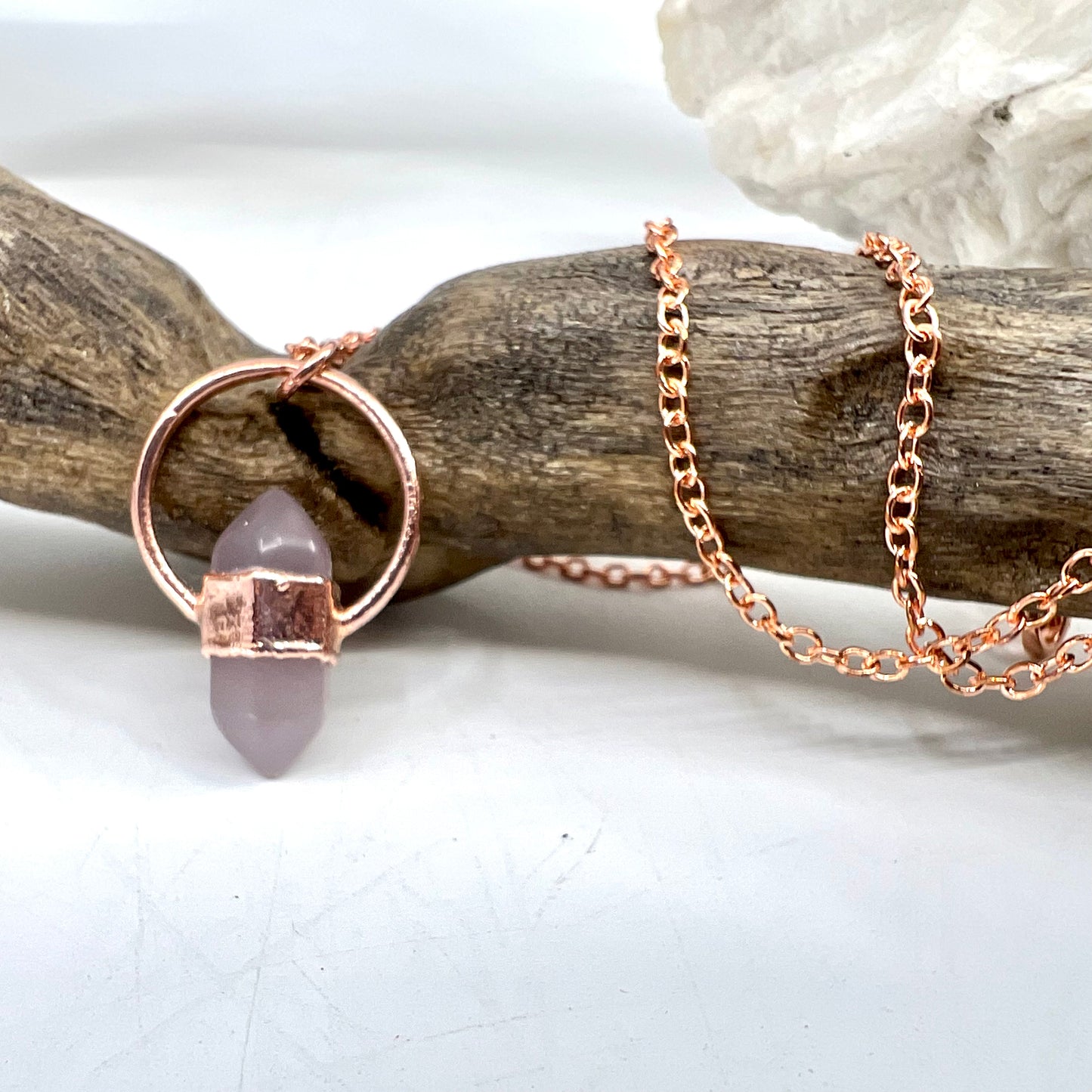 Mini Double Terminated Fluorite Necklace - Copper Electroformed