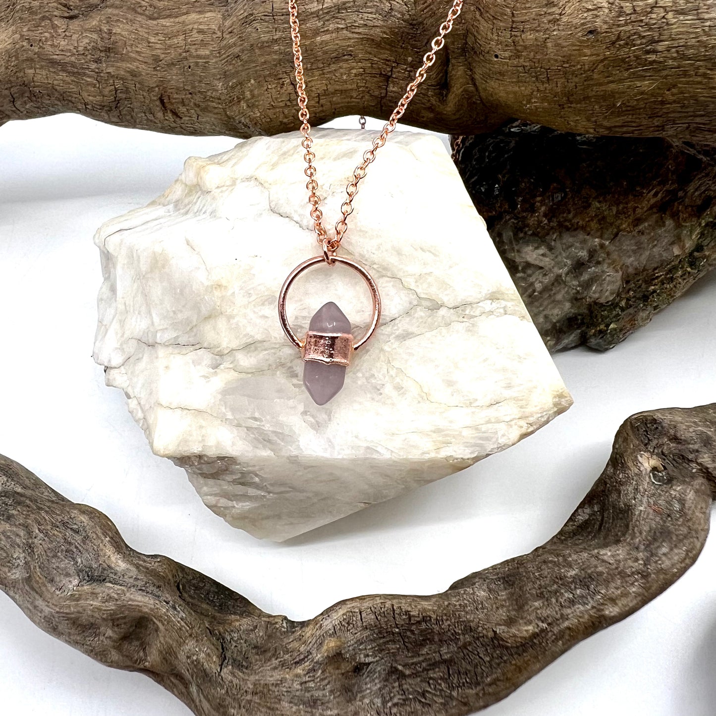 Mini Double Terminated Fluorite Necklace - Copper Electroformed