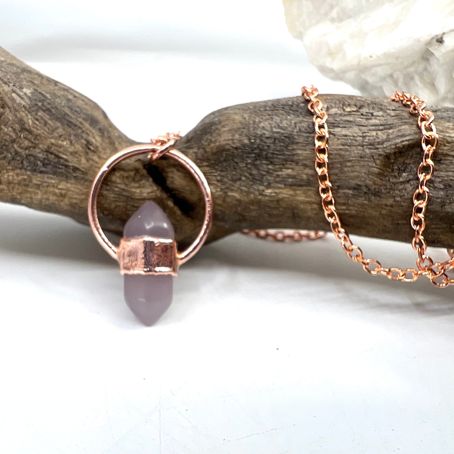 Mini Double Terminated Fluorite Necklace - Copper Electroformed