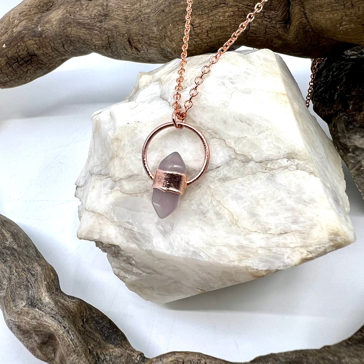 Mini Double Terminated Fluorite Necklace - Copper Electroformed