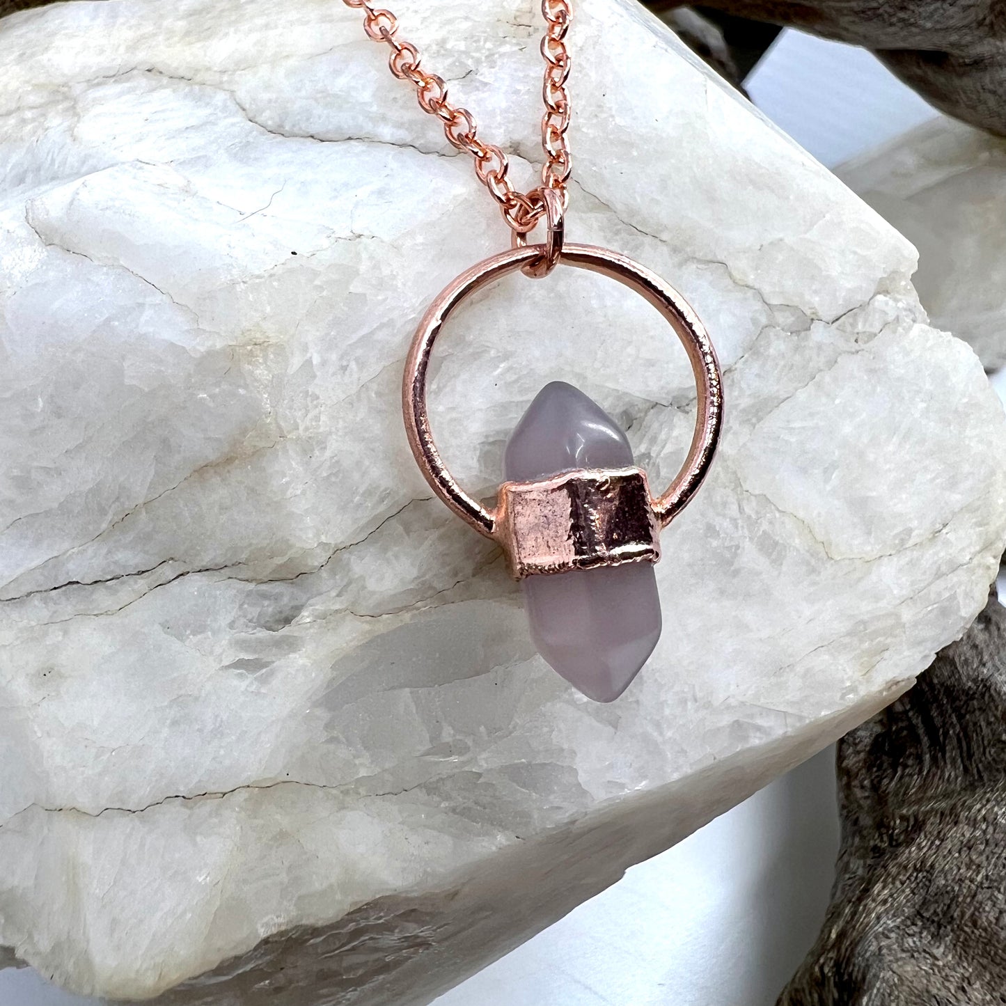 Mini Double Terminated Fluorite Necklace - Copper Electroformed