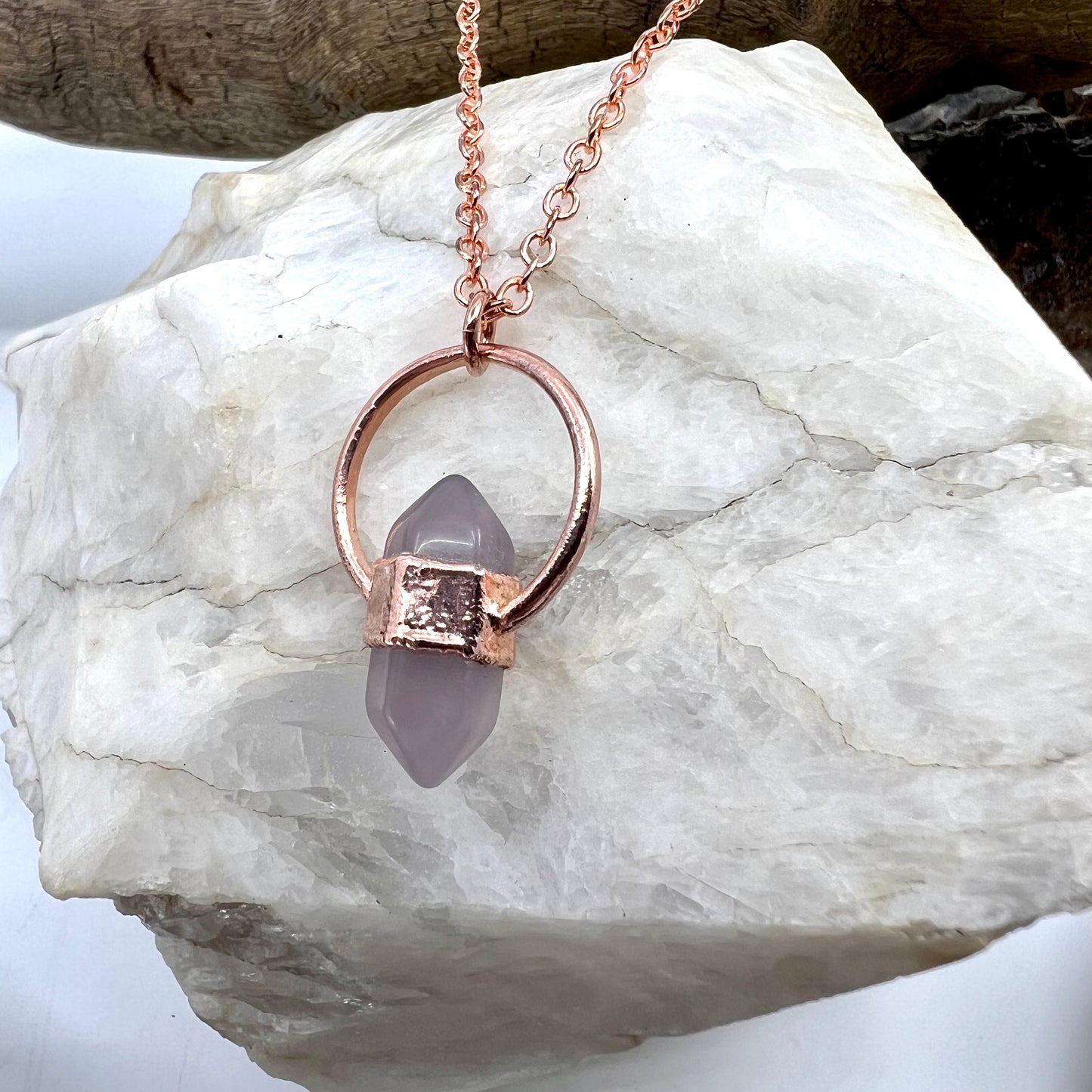 Mini Double Terminated Fluorite Necklace - Copper Electroformed