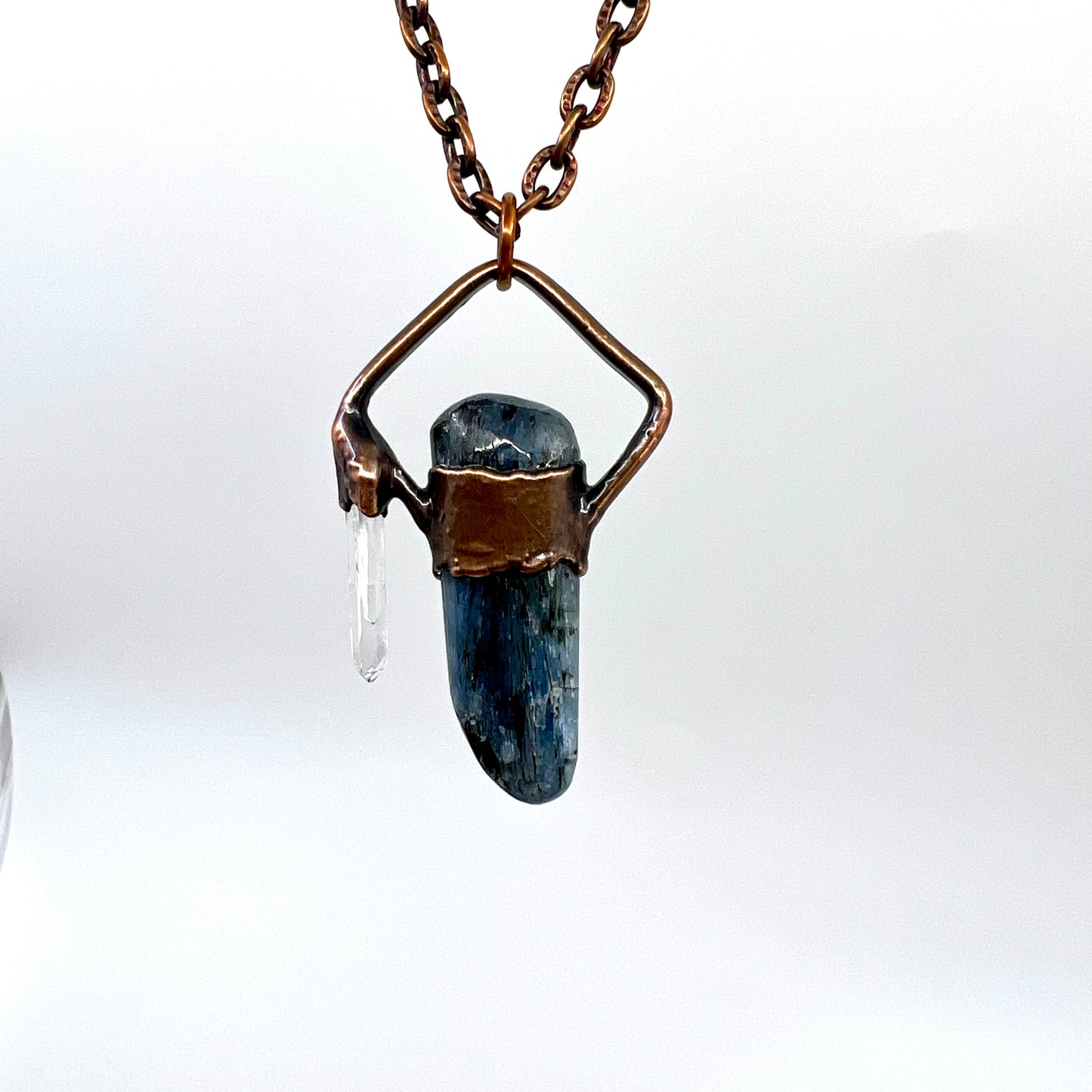 Asymmetrical Kyanite and Quartz Necklace - Copper Electroformed