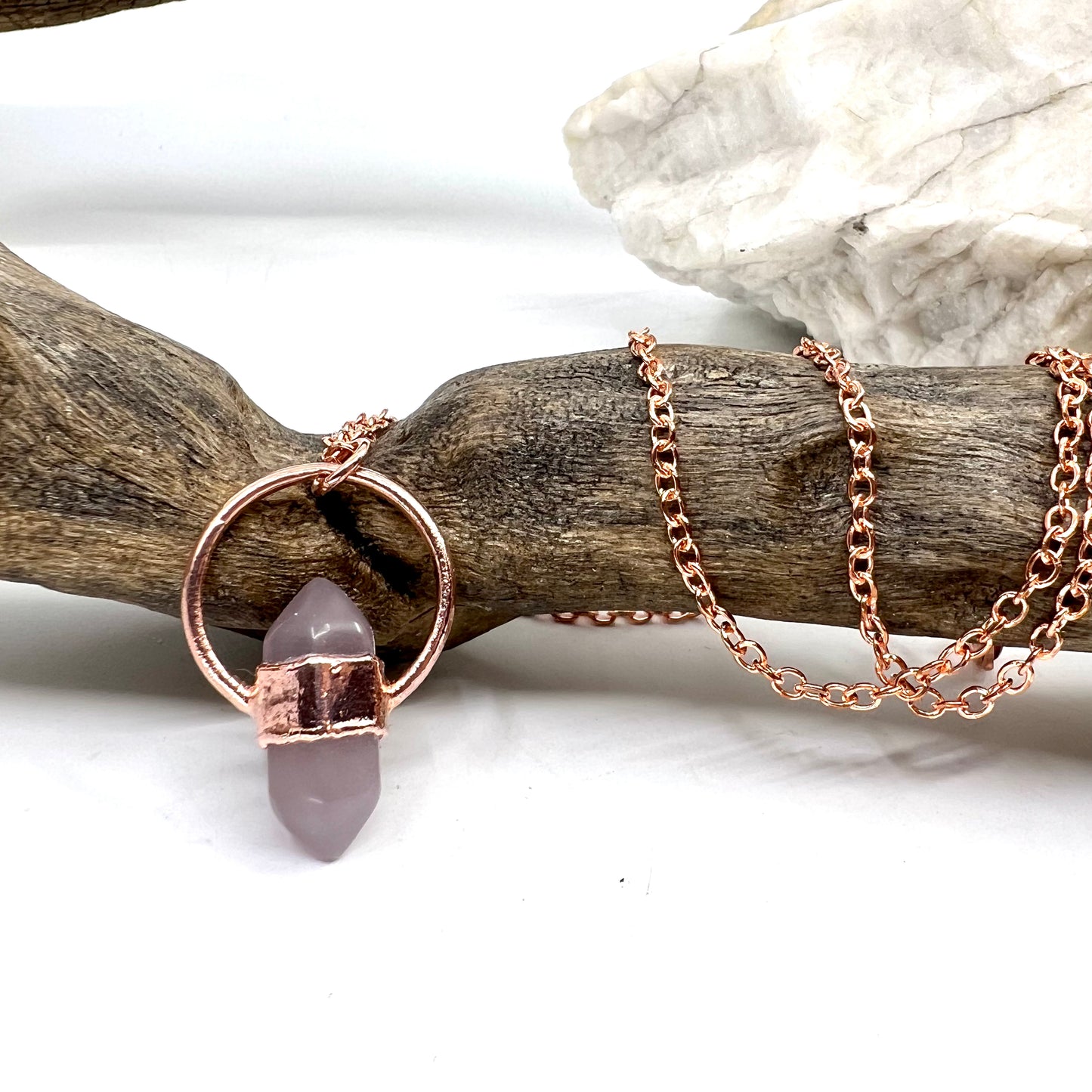 Mini Double Terminated Fluorite Necklace - Copper Electroformed