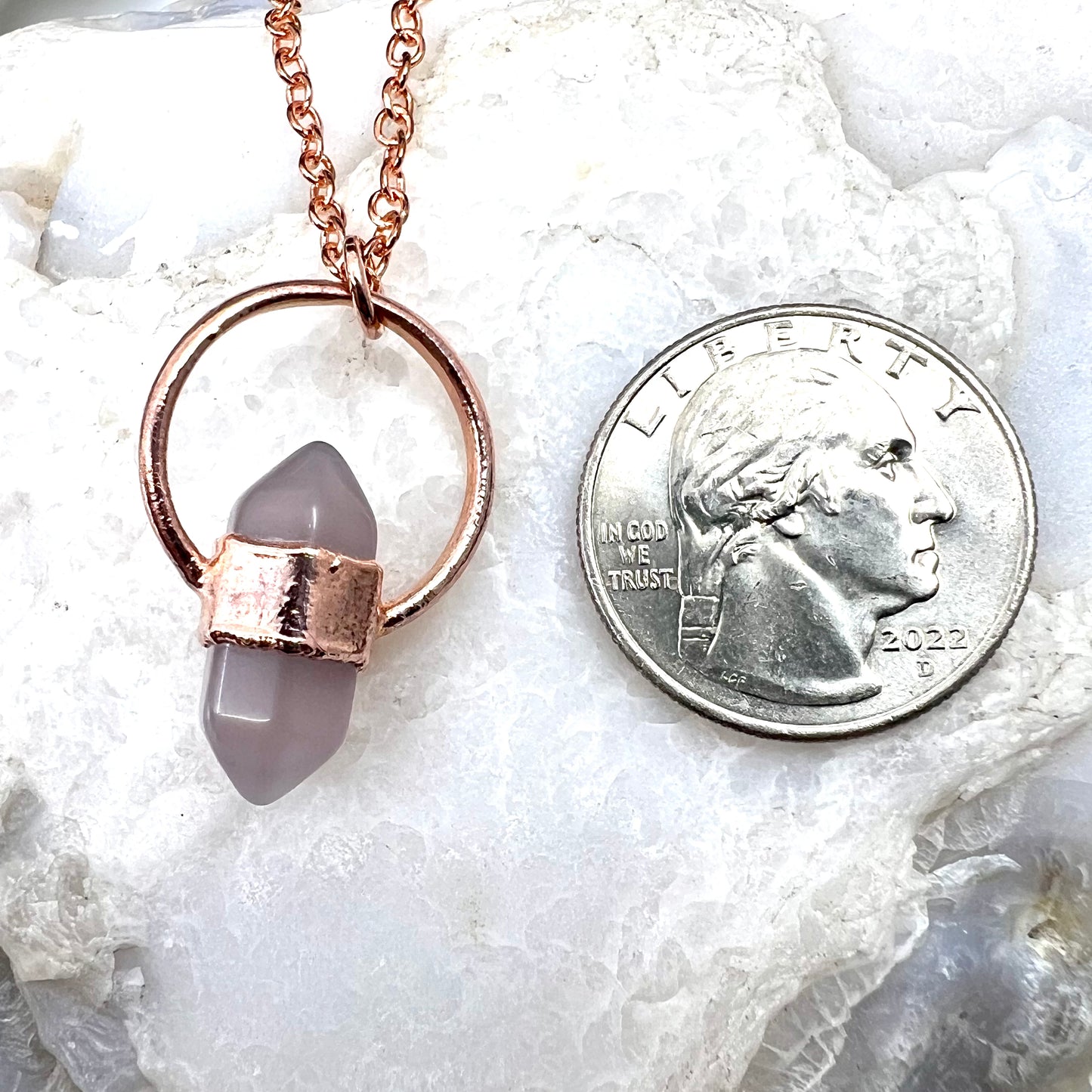 Mini Double Terminated Fluorite Necklace - Copper Electroformed