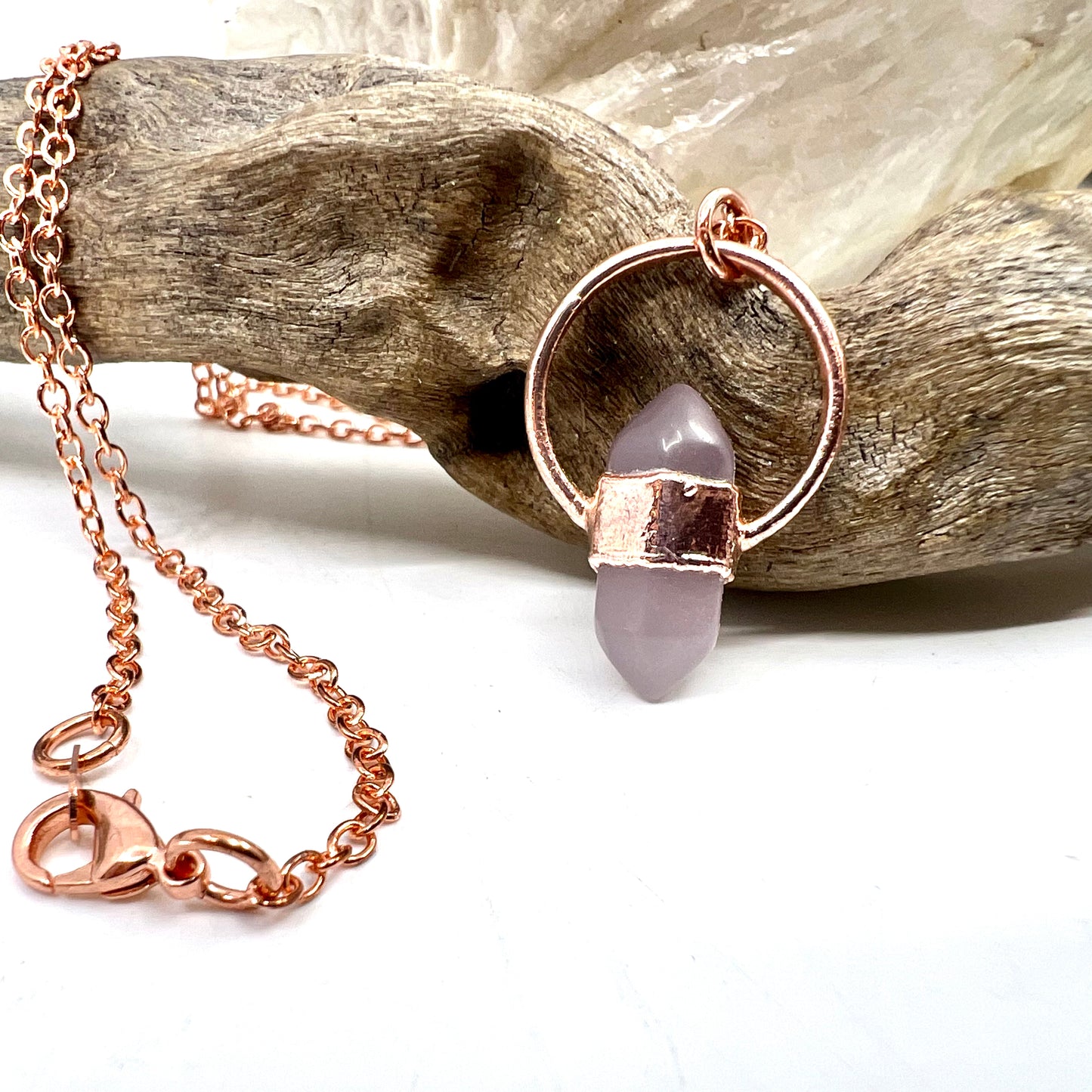 Mini Double Terminated Fluorite Necklace - Copper Electroformed