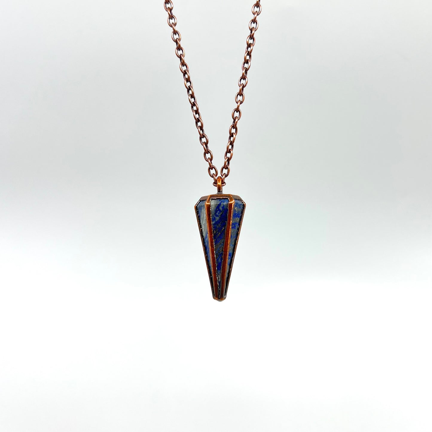 Lapis Lazuli Pendulum Necklace - Copper Electroformed