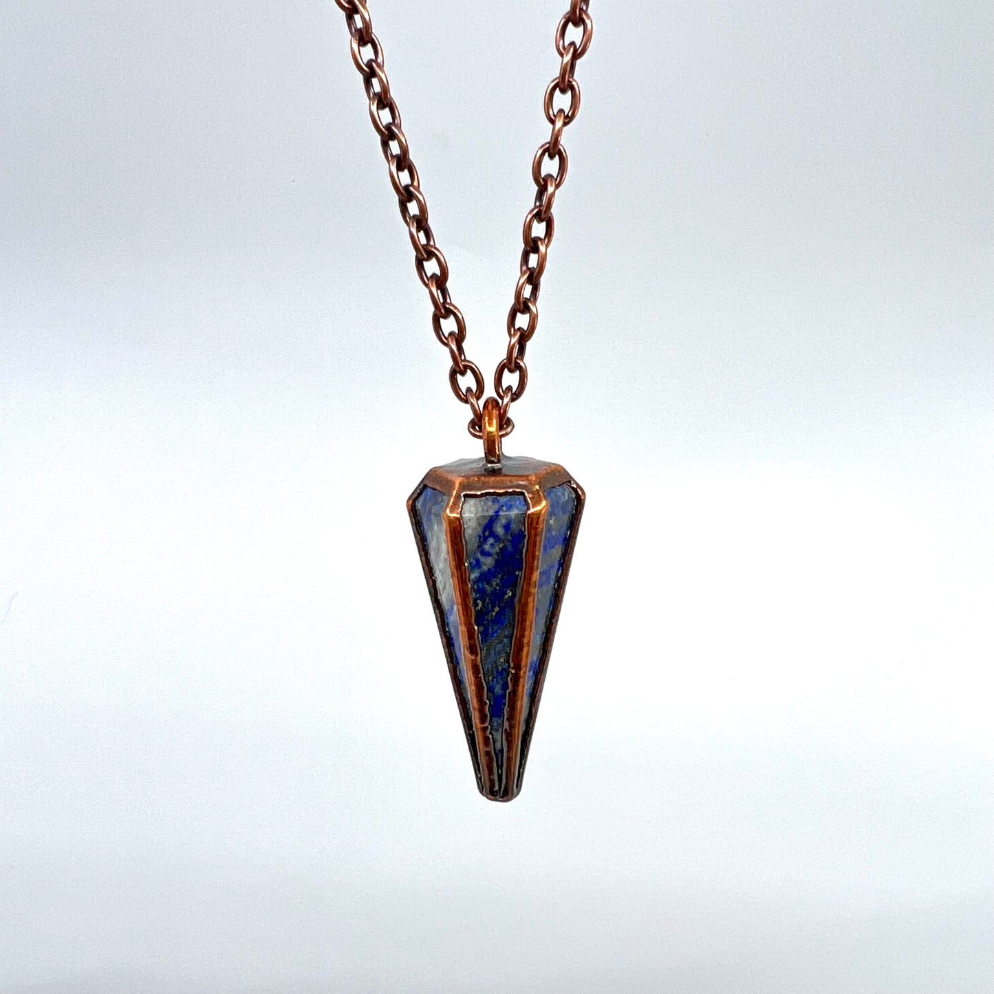 Lapis Lazuli Pendulum Necklace - Copper Electroformed