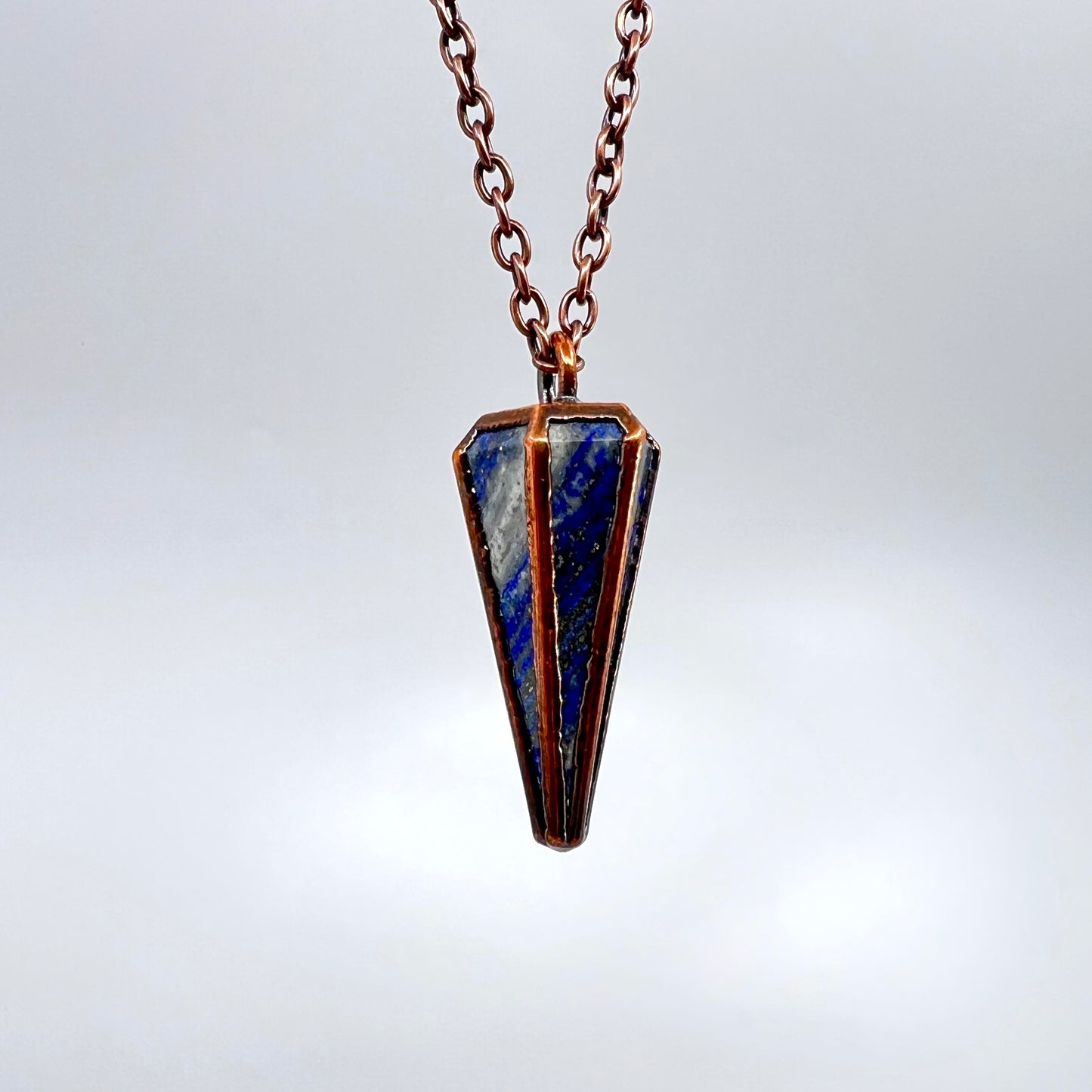 Lapis Lazuli Pendulum Necklace - Copper Electroformed