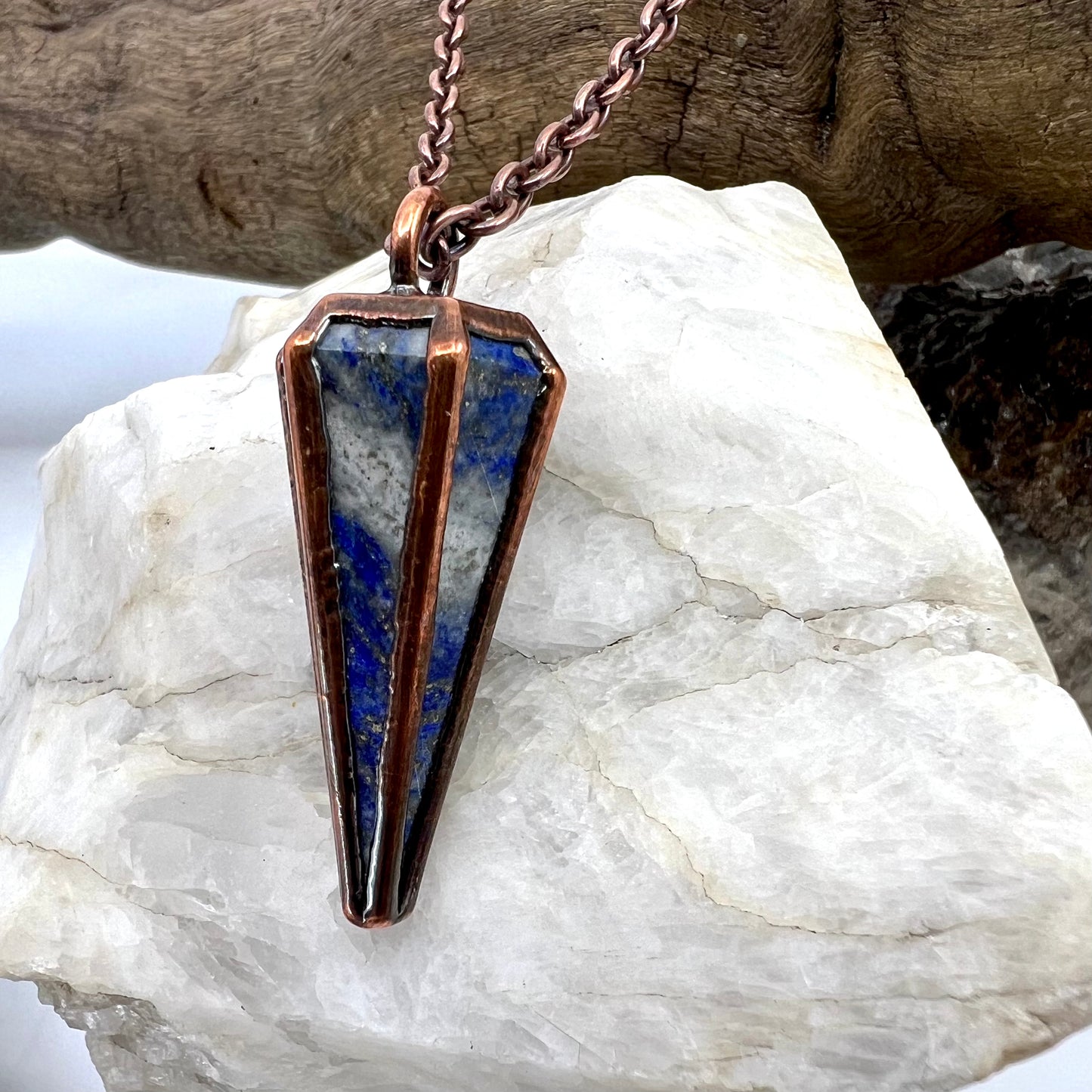 Lapis Lazuli Pendulum Necklace - Copper Electroformed