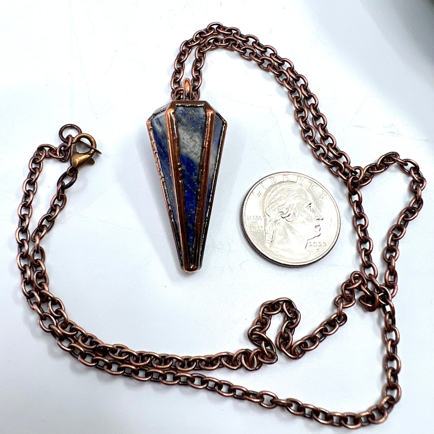 Lapis Lazuli Pendulum Necklace - Copper Electroformed