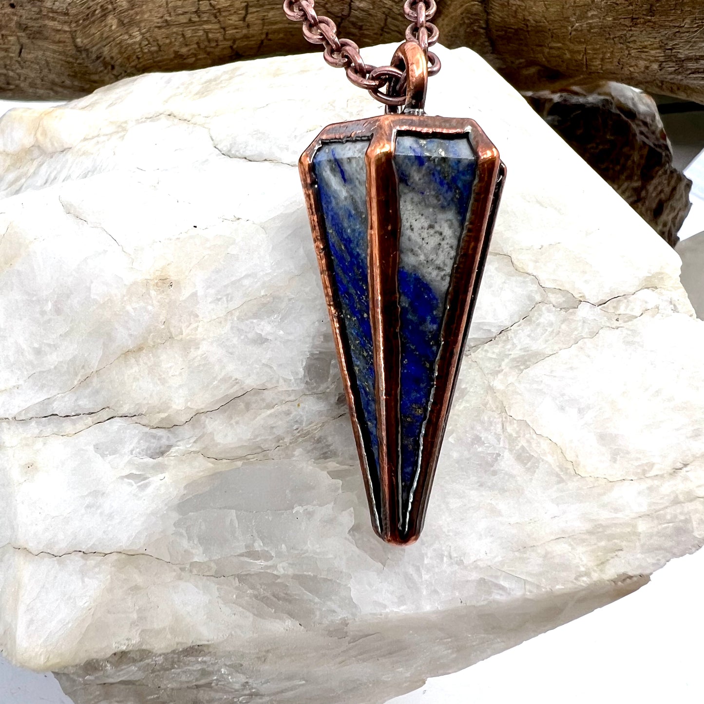 Lapis Lazuli Pendulum Necklace - Copper Electroformed